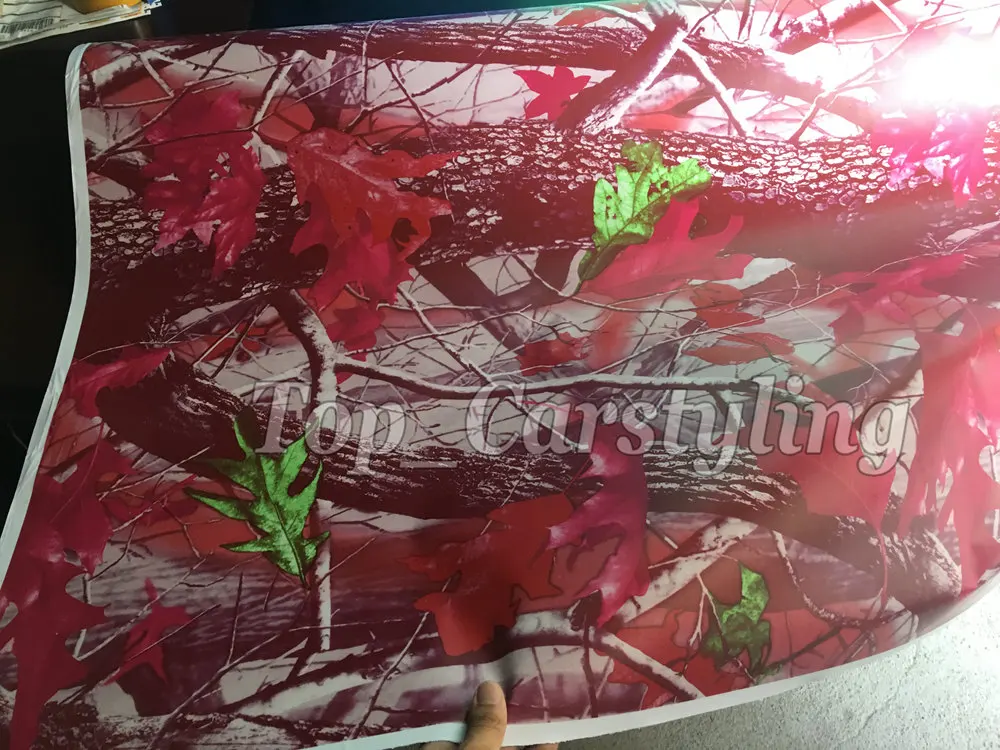 Розовый матовый Камуфляжный винил Realtree камуфляжная пленка с листьями дерева из