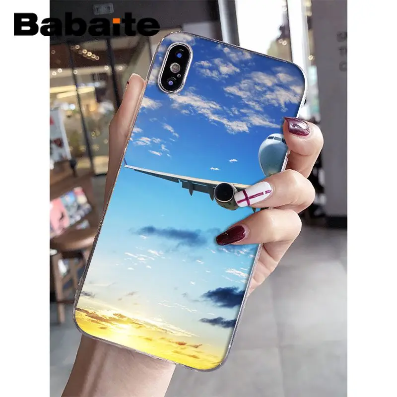 Babaite самолет рассвет самолет прибытие Прозрачный чехол для телефона для iphone XS Max 6 6S 7 7plus 8 8Plus 5 5S XR - Цвет: A7