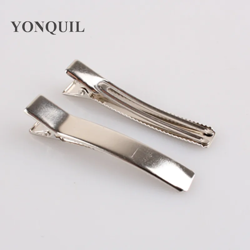 

100 Pcs/PACK Great Silver Flat Metal Double Prong Alligator Hair Clips Barrette Hairpins For Bow Headwear DIY Hair Accessories