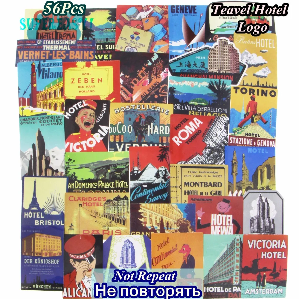 Наклейки с логотипом для путешествий в отеле 56 шт./лот Roma New York Trip JDM наклейка