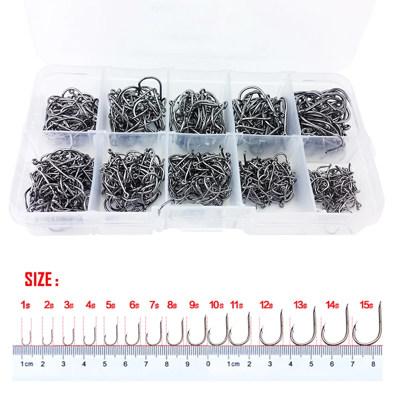 500Pcs Iseama Barbed Fishing Hooks Black Gold Lot Circle High Carbon Steel Sharpened Bait Tackle Strong Fishhook Box | Спорт и