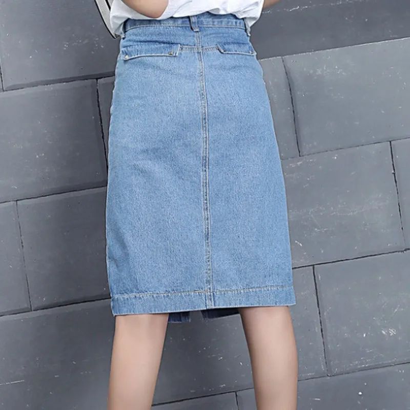 PLAMTEE высокая Талия Джинсовая юбка Для женщин посылка бедра линии Saia джинсы Feminino