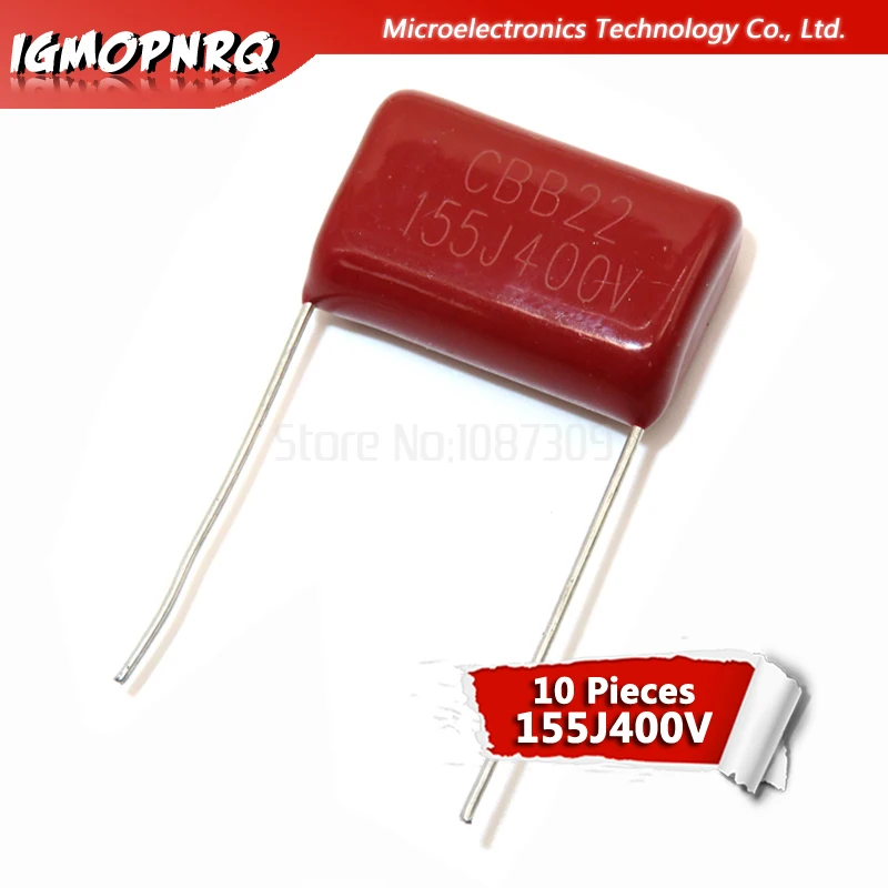 10 шт. 400V155J 1 5 мкФ шаг 20 мм 400 В 155 1500nf igmopnrq CBB полипропиленовый пленочный конденсатор