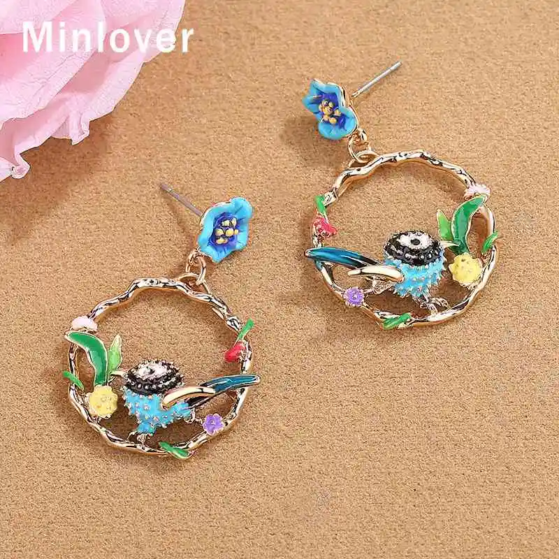 Женские весенние романтические серьги Minlover синие металлические Mori милые