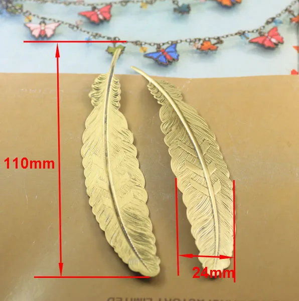 Закладка перо из сплава 110*24 мм подвески/подвеска меди с античной