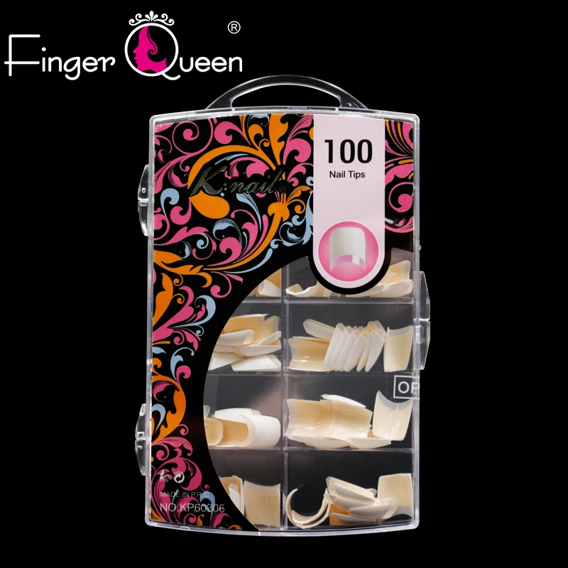FingerQueen 100 шт. клей балерина полу накладные ногти натуральный/прозрачный гроб ABS