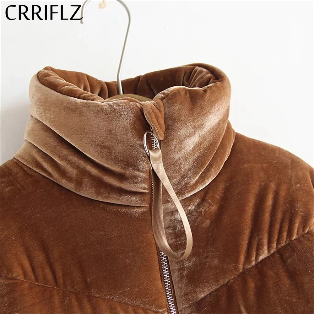 CRRIFLZ новая бархатная хлопковая стеганая Базовая куртка, пальто для женщин, теплая винно-красная парка, куртки, Женская Осенняя зимняя повседневная верхняя одежда