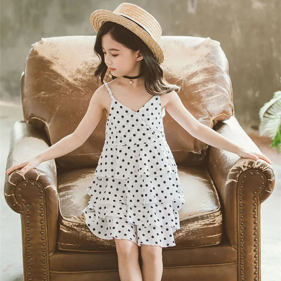 Платья для девочек платье в горошек платья детей без рукавов Детская