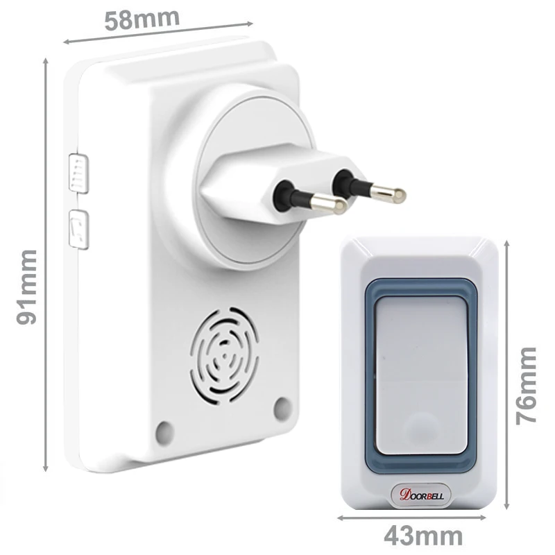 Saful Wireless Doorbell 25-110dB Adjustable Push Button EU/AU/US/UK Plug Waterproof Battery Electric Smart Home Chime Door Bell |