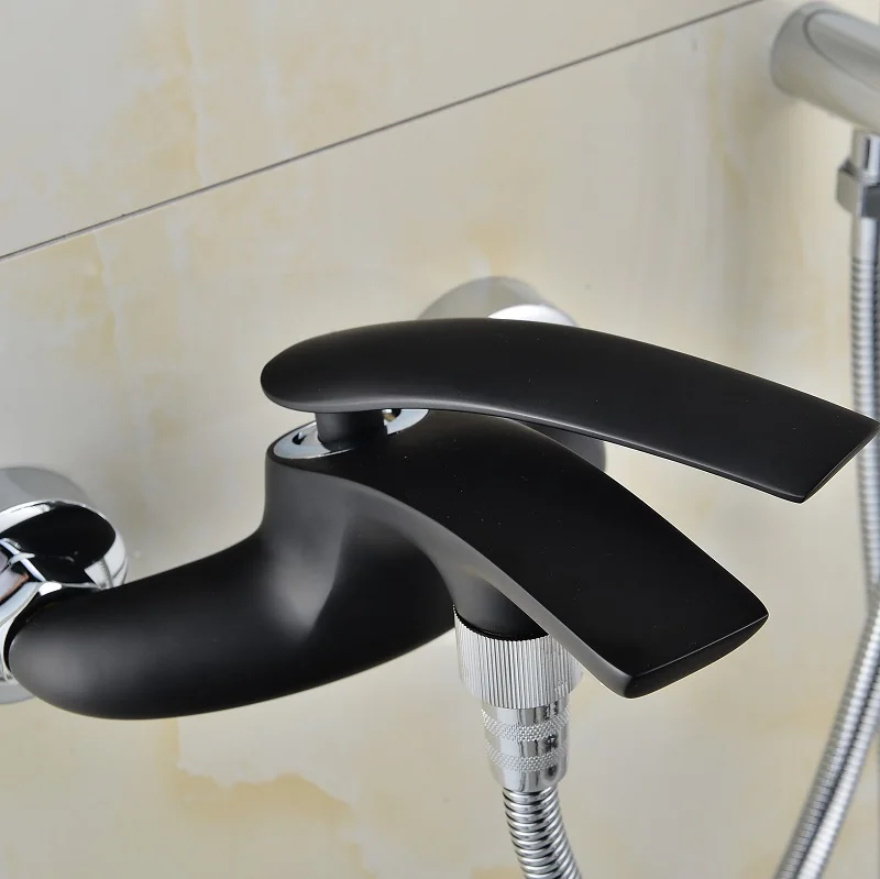 New high quality brass material chrome and black bathroom shower faucet set rainfall bath | Обустройство дома