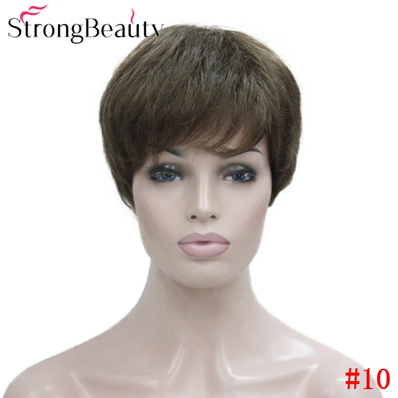 StrongBeauty, короткие прямые парики, синтетические волосы с небольшим монофиламентом, объемные натуральные парики с челкой, 4 цвета на выбор