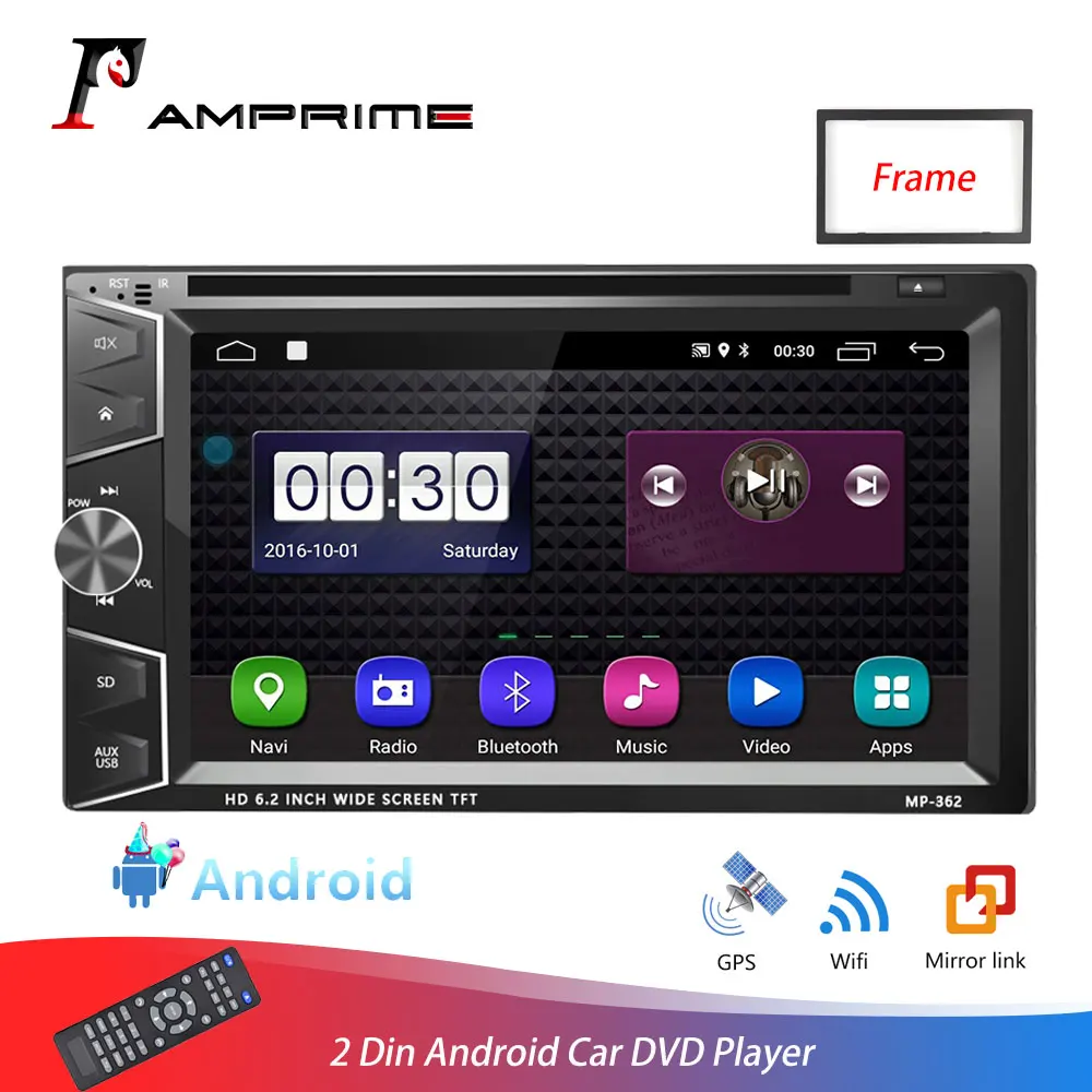 Автомагнитола AMPrime 2 din Android DVD/CD четырехъядерный Bluetooth Автомобильный