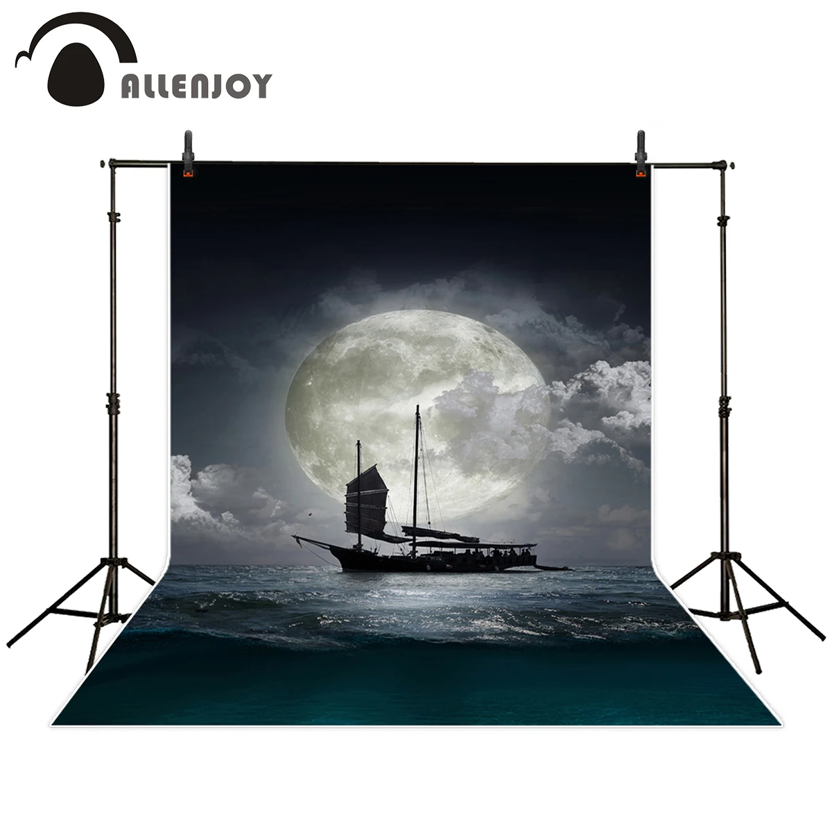 Allenjoy фон для фотостудии винтажный корабль ночь Большая Луна море Печатный