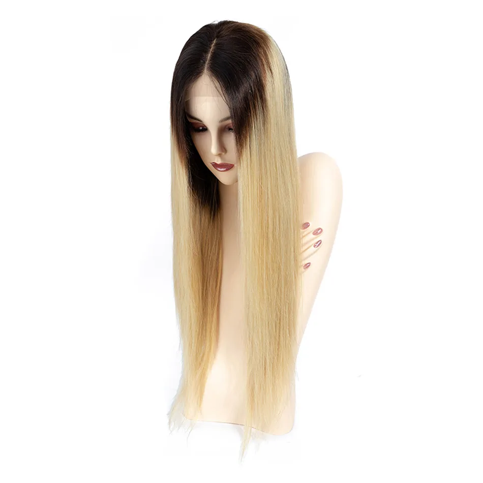 Bestsojoy Ombre Цветные 1B 27 прямые человеческие волосы на кружеве парики "-24" М Remy 13x4 ухо к уху кружевные передние al парик с темным корнем