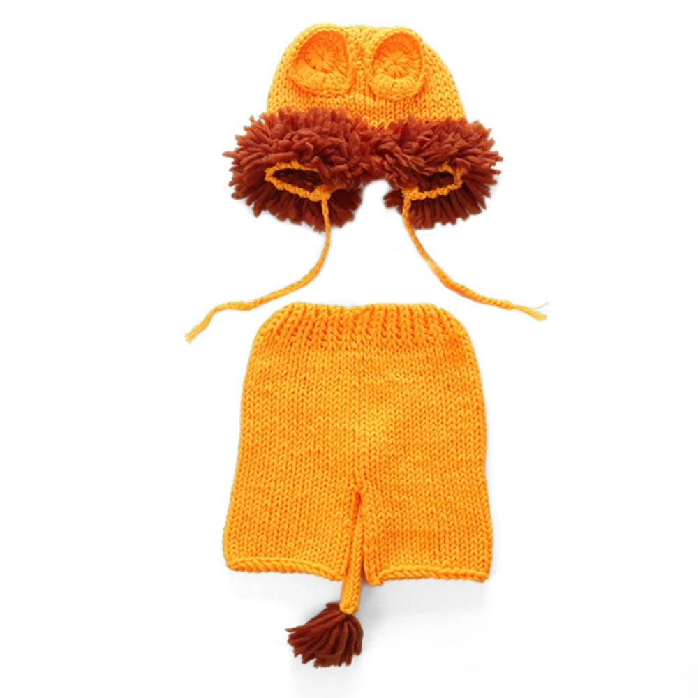Newborn Baby Photography Props Animal Pants Knit Hat Set Cute Hand Made Crochet Costume Photo Shoot Clothes New Arrival | Детская одежда