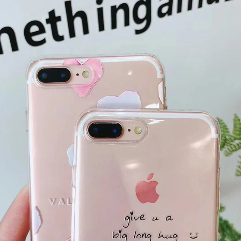 LACK Lovely Cartoon Letters Clear Phone Case For iphone 6 6s Simple Love Heart Soft TPU Cases 7 8 Plus X Back Cover |