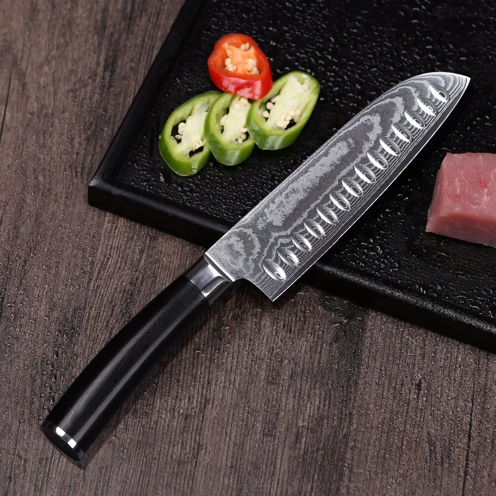 TUOHE 7 дюймовый японский нож шеф повара VG10 Damascus Stailess Стальные Кухонные ножи очень