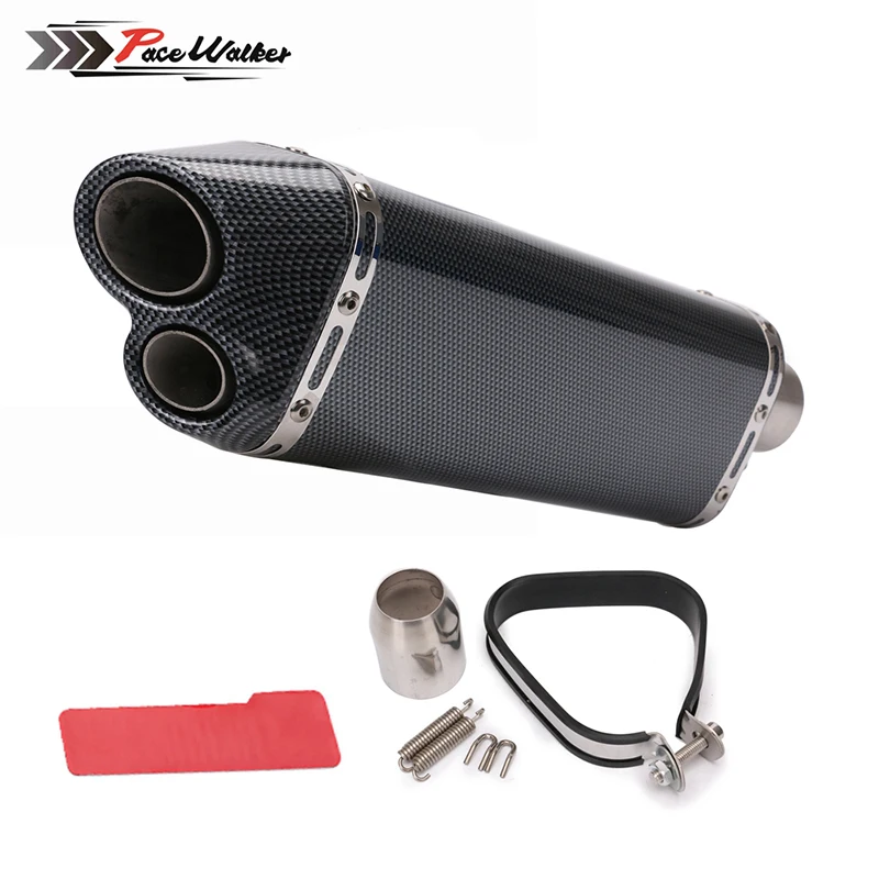 Universal Motorcycle Scooter Modified Double Holes Exhaust Muffler For CBR 125 CB400 CB600 YZF FZ400 Z750 | Автомобили и