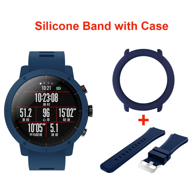 add D-Blue CaseStrap Amazfit Stratos Смарт-часы приложение Ver 2 для женщин и мужчин gps PPG монитор сердечного ритма 5ATM водонепроницаемый Встроенный музыкальный спортивный Смарт-часы - Цвет: add D-Blue CaseStrap