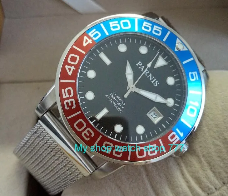

42mm PARNIS Sapphire Crystal Japanese 21 jewels Automatic Self-Wind Movement Mechanical watches 10Bar Luminous Men's watches 59
