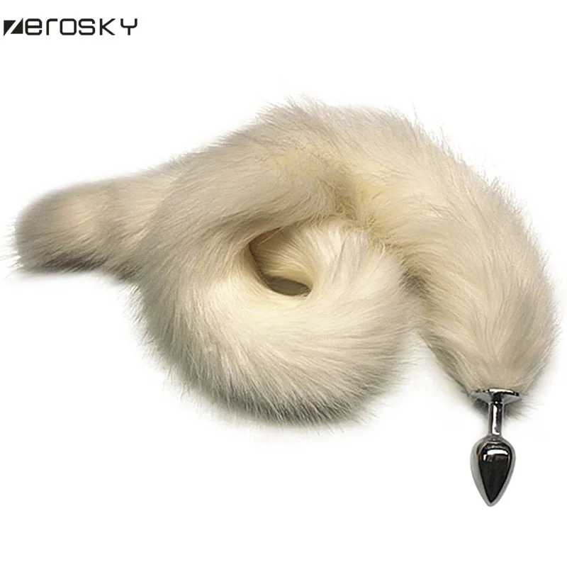 Анальная пробка с лисьим хвостом 80 см Супер длинная металлическая из нержавеющей