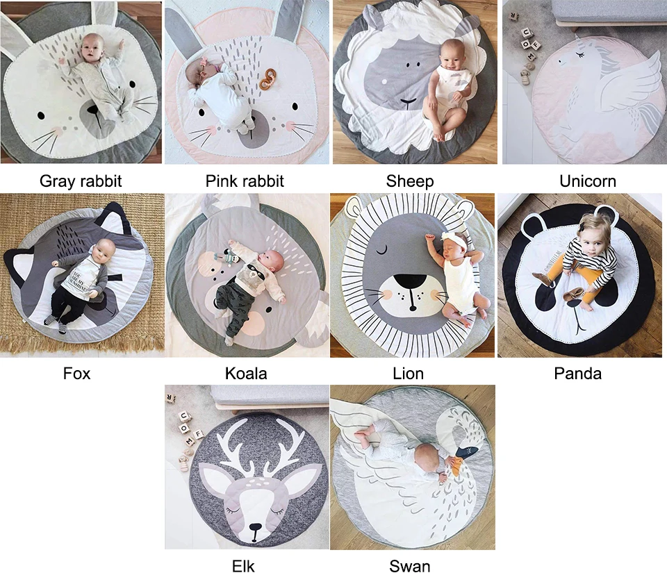 Baby Playmat Cartoon Circle Shape Rabbit Unicorn Pattern Baby Activity Gym Baby Gym Playmat Baby Room Rug Carpet In The Nursery