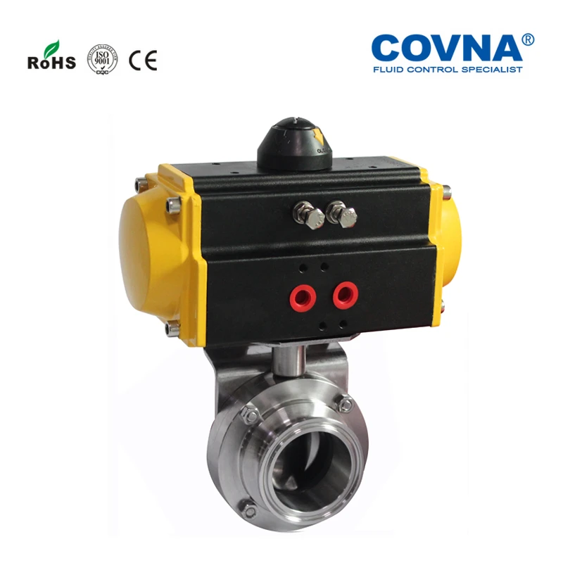 3/4 ''OD50.5mm ID16mm санитарная пневматическая бабочка двойного действия из