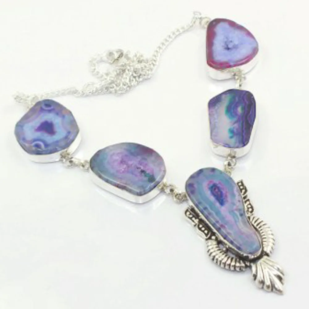 

Solar Quarts Necklace Silver Overlay over Copper, 46.7 cm, N3840