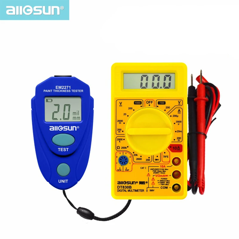 Все солнце цифровой толщиномер покрытие метр автомобиля Толщина EM2271 + мультиметр