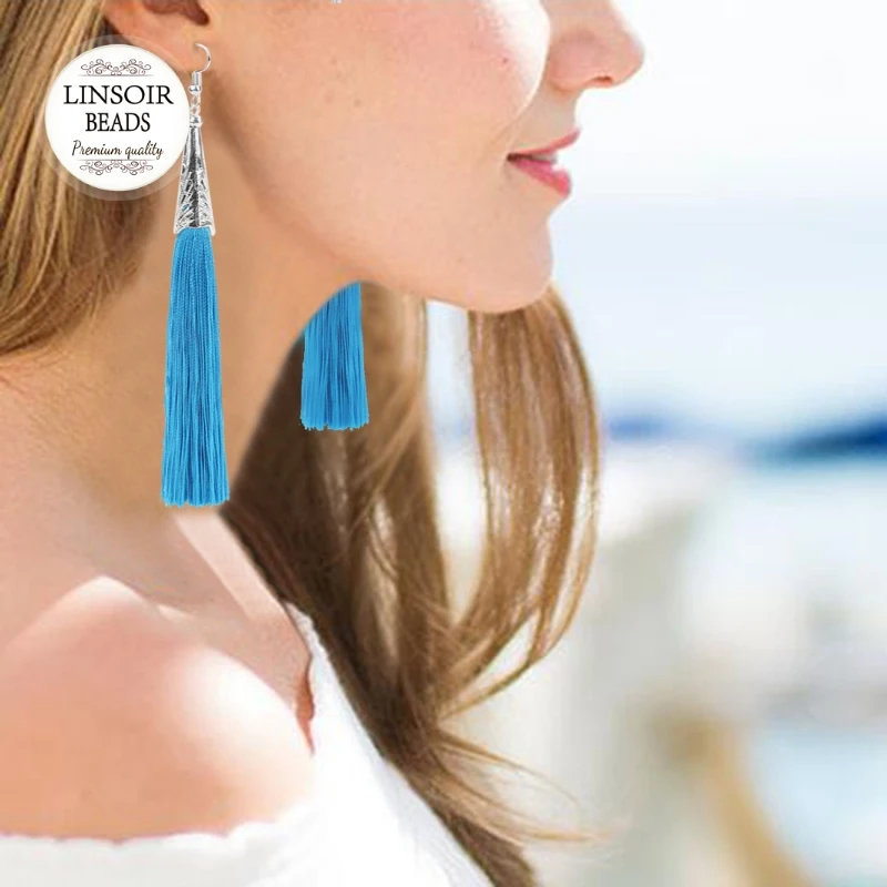 Новинка 2018 женские серьги с кисточками в стиле бохо длинные подвески из крупной