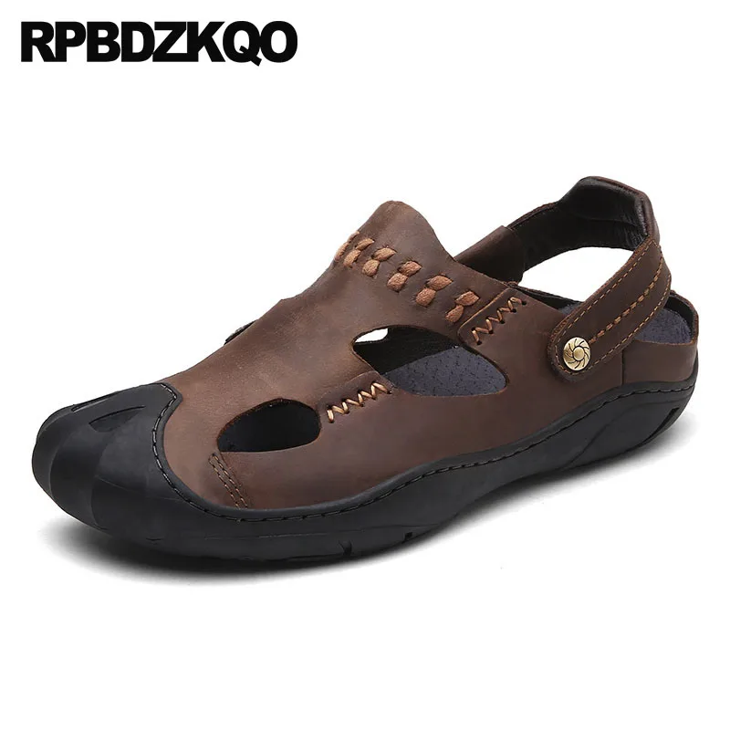 Туфли мужские из натуральной кожи повседневные сандалии на плоской подошве