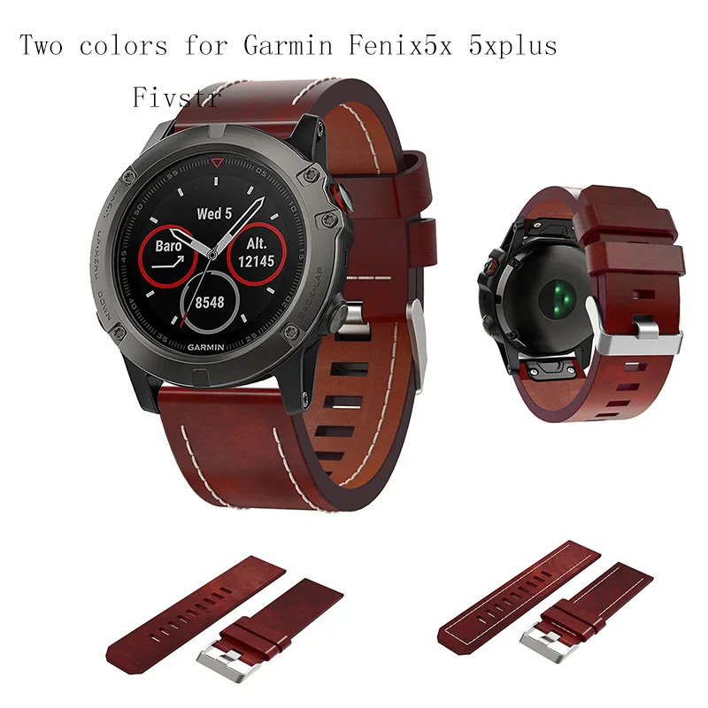 26 мм Easy Fit Quick Release кожаный ремешок на запястье для наручных gps часов Garmin Fenix 5X 5XPLUS 3