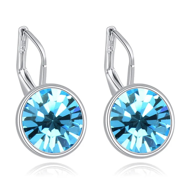 Labekaka,, оригинальные, украшенные кристаллами Swarovski Bella, мини серьги для пирсинга, модные, вечерние, ювелирные изделия, подарок для женщин - Окраска металла: Aquamarine
