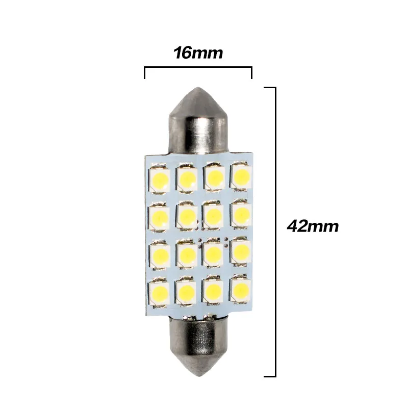 2 шт. 42 мм C5W C10W SV8.5 Festoon 16 led 3528 smd Автомобильный номерной знак свет авто корпус