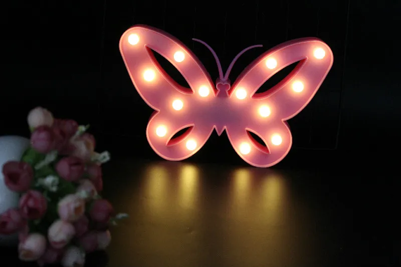 TONGER розовый светодиодный ночник с бабочкой на Рождество/День Святого Валентина