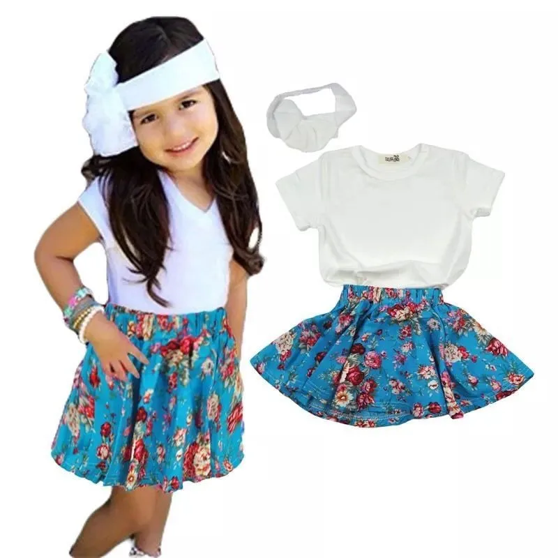 

Летняя одежда для девочек, жилет, футболка, короткая юбка с цветочным принтом, детский костюм k1