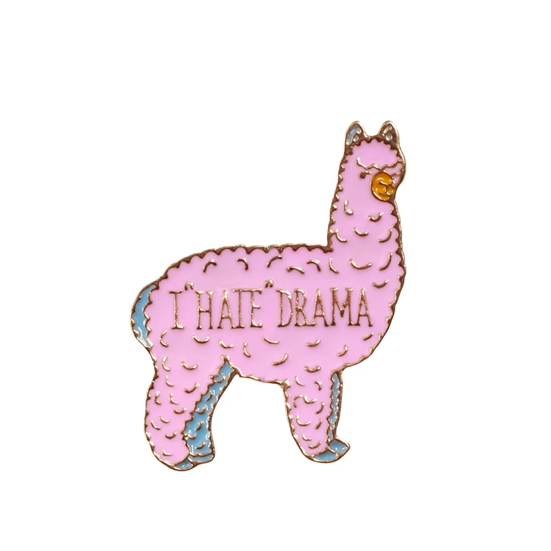 Alpaca Shshd Милые Броши в виде животных лист лимон панда Медведь овца слон Эмаль Булавка Kawaii Альпака нагрудный знак брошь значки крутые ювелирные изделия - Окраска металла: Alpaca