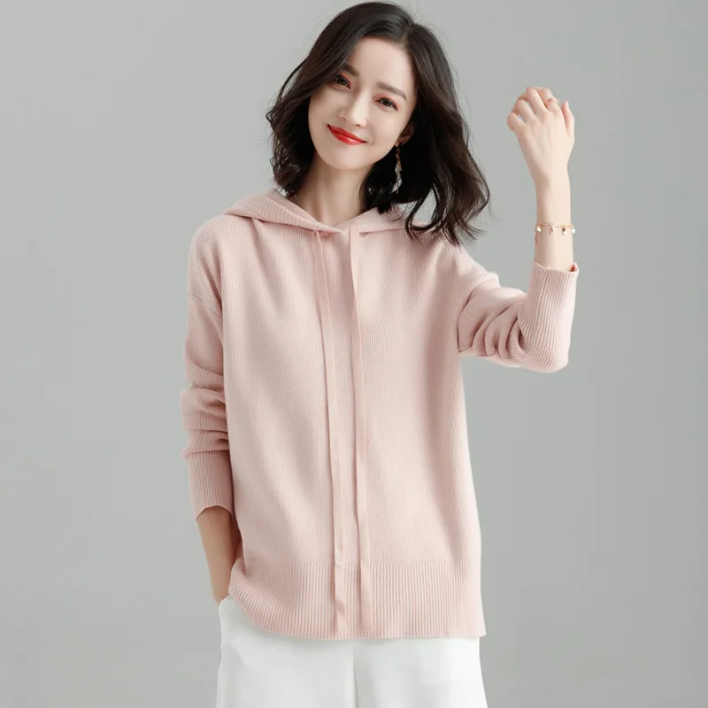 Новый женский свитер расстроен свитером с капюшоном женские комплекты длинным