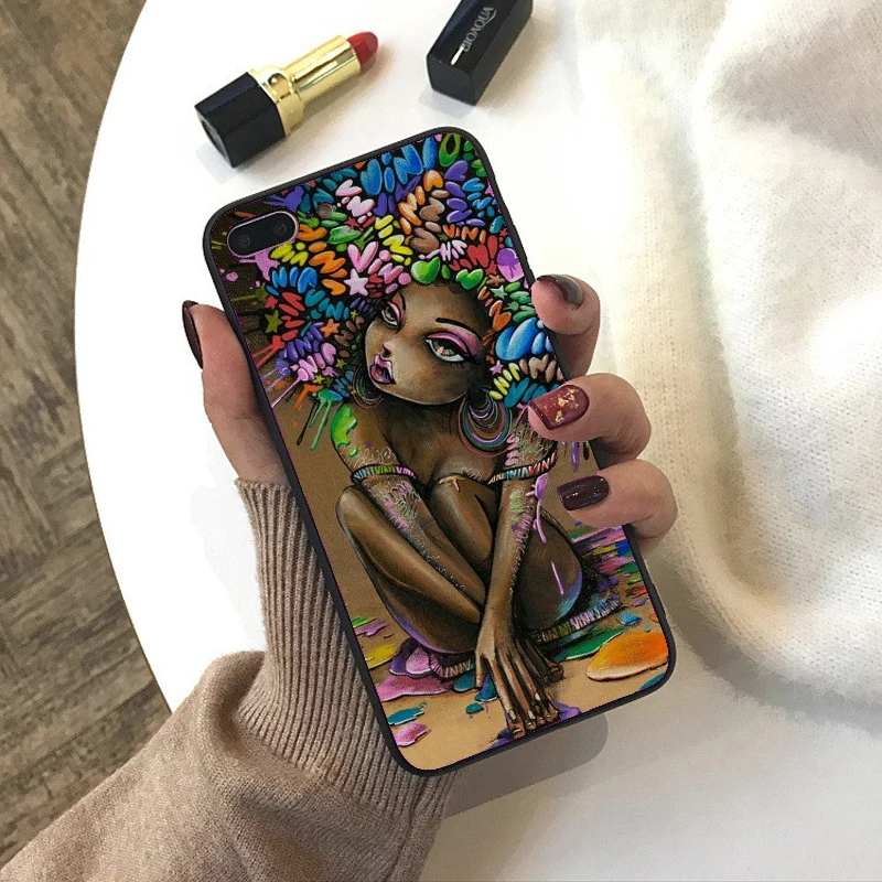Мягкий силиконовый черный чехол для телефона в африканском стиле из ТПУ iPhone X 5 5S 6