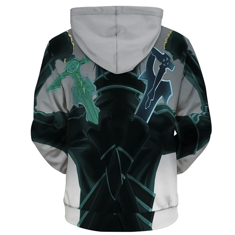 

YOUTHUP 2020 Anime Sword Art Online Hoodies Men 3d Hoodies Kirito 3d Print Zipper Hooded Sweatshirts Men Cartoon Coat Streetwear