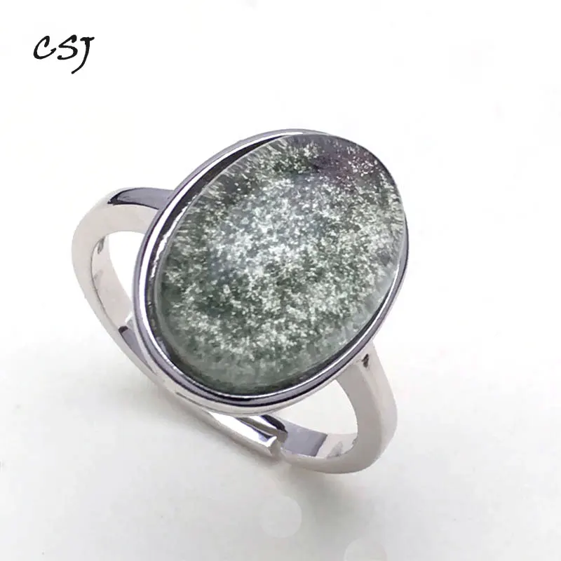 CSJ Natural Green Phantom Crystal Rings 925 Sterling Silver Guest Quartz Chorite Fine Jewelry Wedding Engagment for Women Lady | Украшения