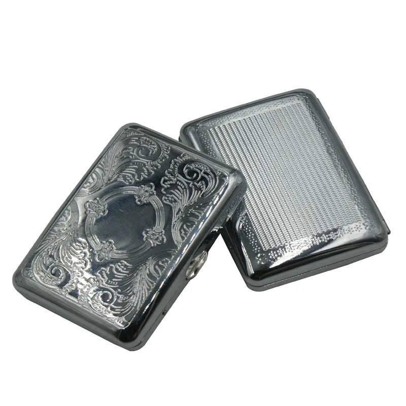

Stainless Steel Cigarette Case 20 Cigarette Case Storage Holder Container Pocket Size With 2 Clips,Pattern Random