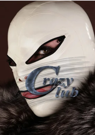 Латексный белый Фетиш капюшон Crazy club с молнией на глаза и рот унисекс маска боди