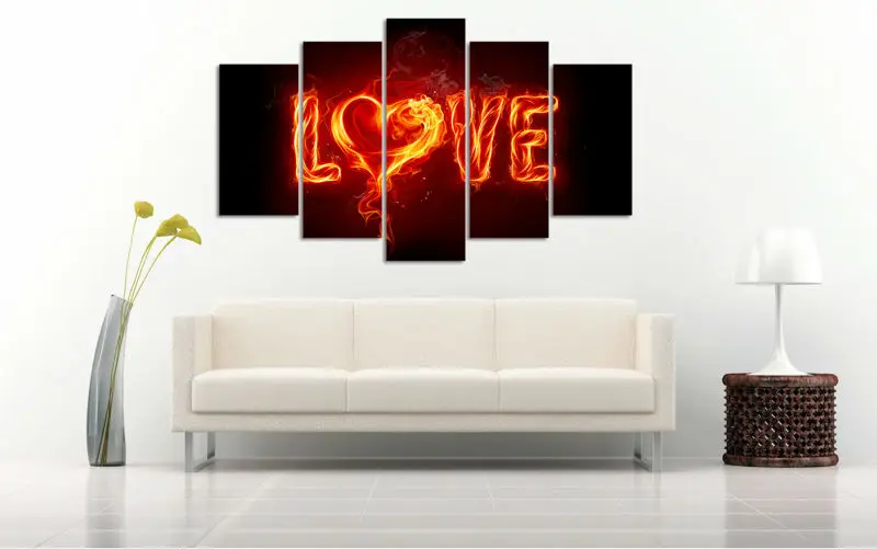 Картина на холсте с принтом Красного огня 5 панелей | Дом и сад