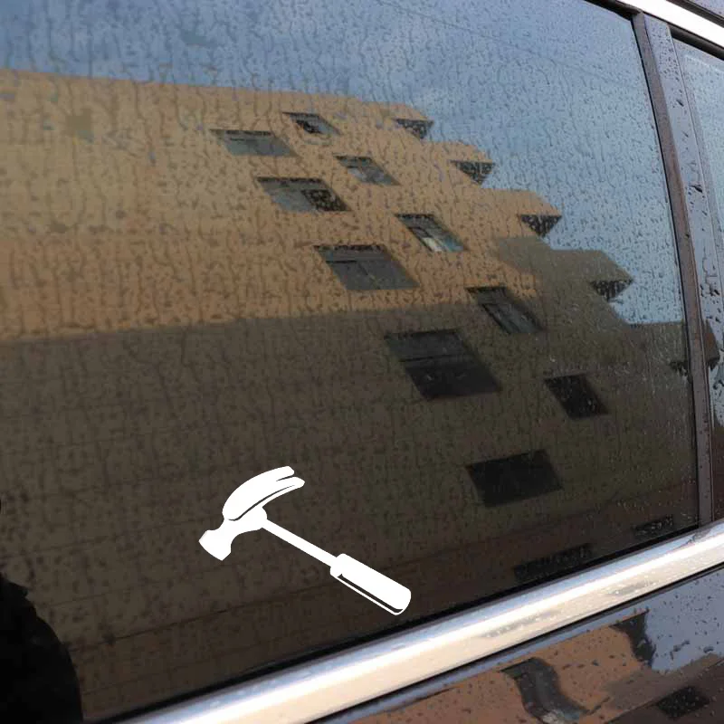 

YJZT 13.4CM*12.8CM Funny Hammer Wrench Vinyl Black/Silver Car Sticker C22-0420