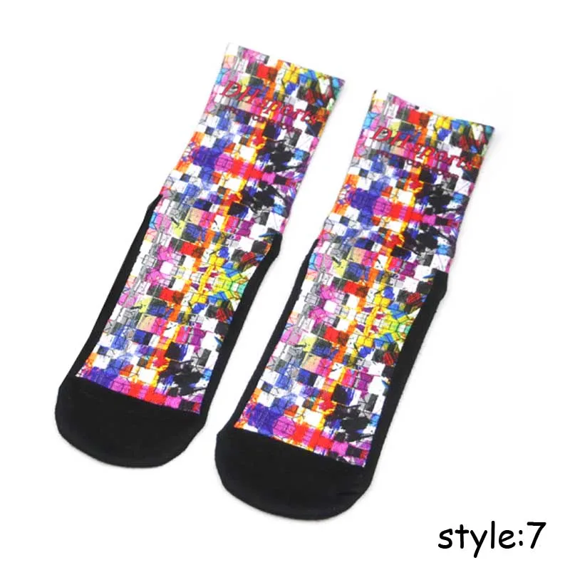 style 7 Высококачественные Профессиональные хлопковые велосипедные носки для горного велосипеда, дышащие спортивные носки с принтом носков для мужчин и женщин - Цвет: style 7