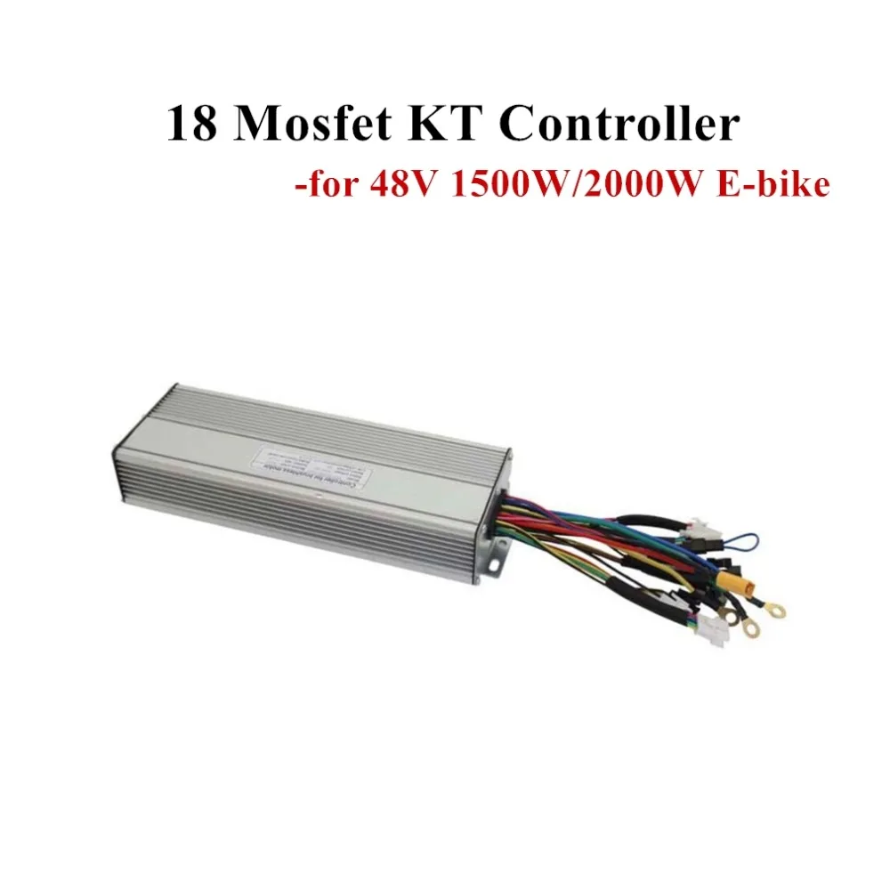 18 Mosfet контроллер KT подходит для 48V 1500/2000 ваттовый мотовелосипед; безщеточный безредукторных мотор для центрального движения двойной режим/Синусоидальная волна, фара для электровелосипеда в ключевой программист