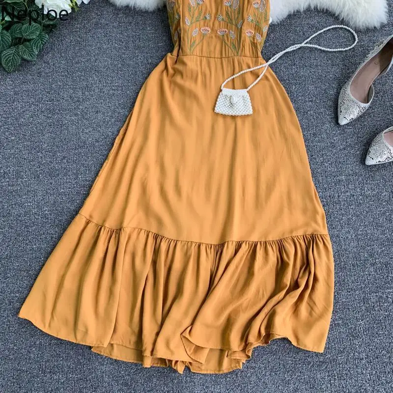 Neploe Лето 2019 женское платье сексуальный цветок топ с вышивкой Vestidos Винтаж v