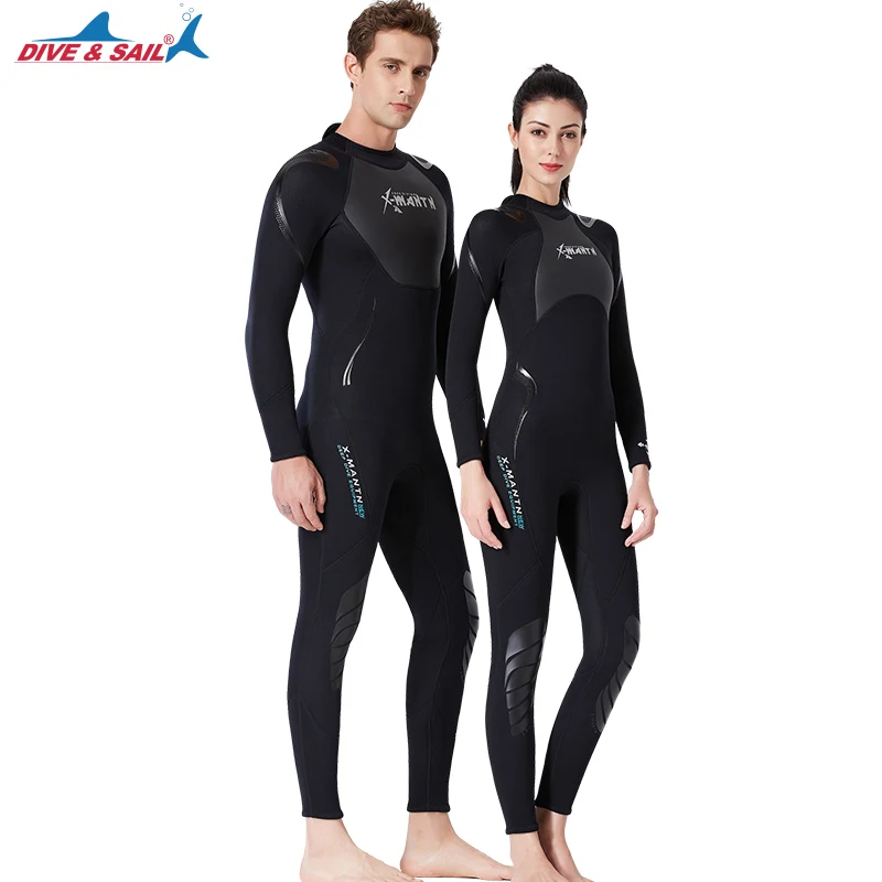 Мужской женский мужской черный гидрокостюм 3 мм неопрен Freediving Подводная охота