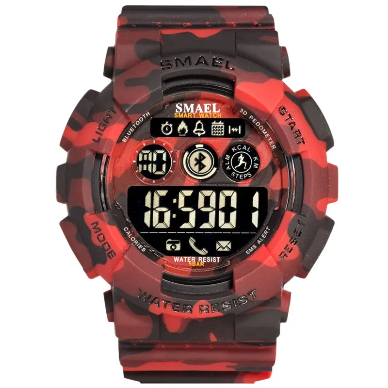 Smael модные камуфляжные военные спортивные часы мужские цифровые Смарт Bluetooth horloge